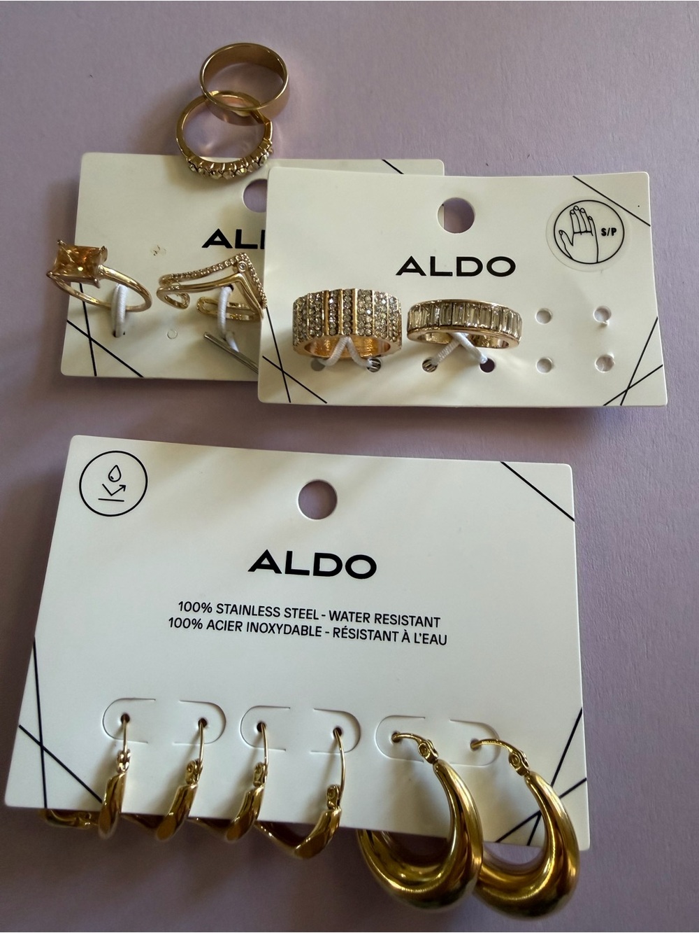 ALDO Gold-Tone Mixed Earring and Ring Set